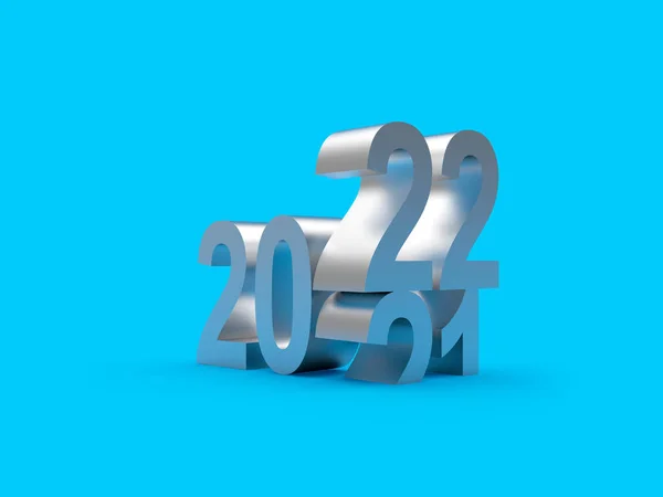 Silver Numbers 2021 Change 2022 Blue Background Illustration — Stock Photo, Image