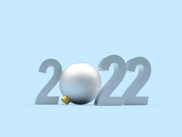 Zilver Nummer 2022 Met Kerstbal Blauw Illustratie — Stockfoto