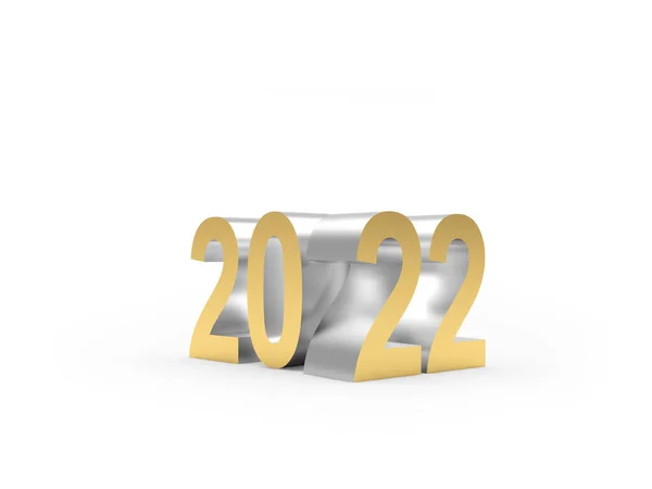 2022号黄金和白银3D插图 — 图库照片