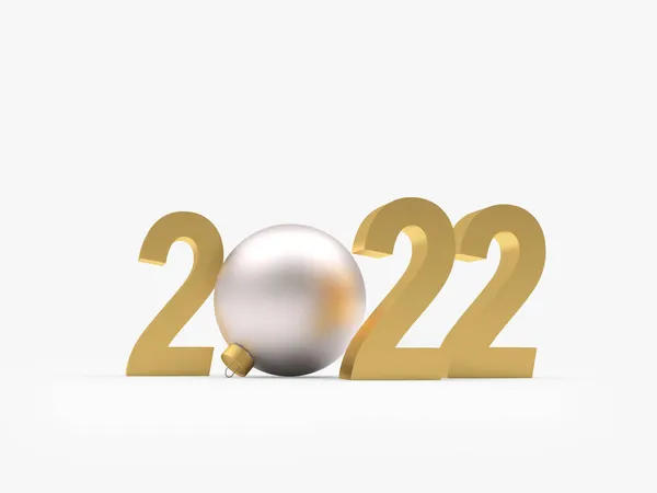 Goud Nummer 2022 Met Een Zilveren Kerstbal Illustratie — Stockfoto