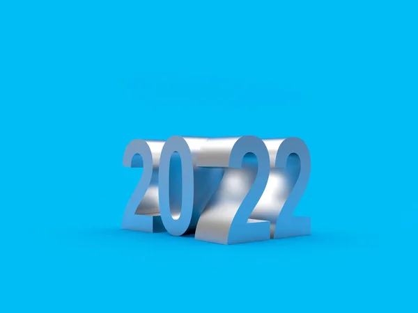 Silberne Jahreszahl 2022 Auf Blauem Grund Illustration lizenzfreie Stockfotos