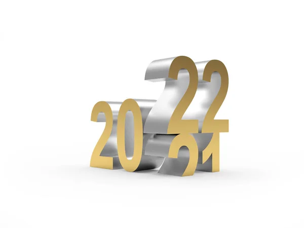 Yeni Yılın 2021 2022 Altın Sayıları Beyaza Dönüşür Illüstrasyon — Stok fotoğraf