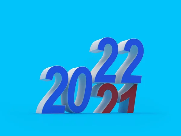 Número 2021 Muda Para Número 2022 Ano Novo Azul Ilustração — Fotografia de Stock
