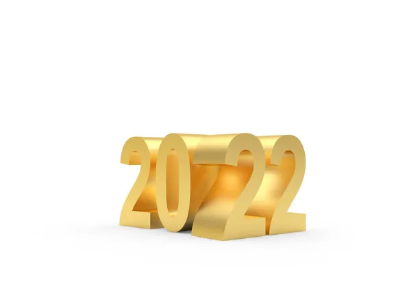 Neujahrszahl 2022 Gold Auf Weiß Illustration Stockbild