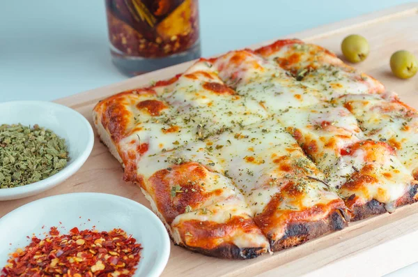 Kvadratpizza Mozzarellaost — Stockfoto