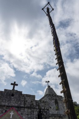 Meksika 'nın küçük Yohualichan kasabasındaki antik Katolik kilisesi.