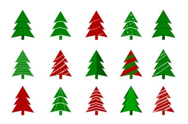 El çizimi Noel ağaçları ve tırnak içinde. Tatil geçmişi ve selamlar. Soyut karalama tahtası. Vektör sanatı illüstrasyonu