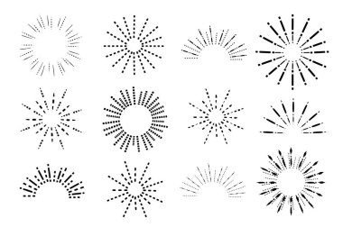 Klasik el, farklı şekillerde ışık huzmeleri oluşturur. Dekoratif Moda Ögeleri ve Çerçeveler. Hippi Vektör Geometrik şekiller yıldızlar ve sınırlar