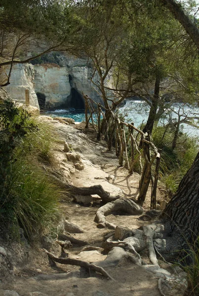 Cami Cavalls Menorca Hiking Route Cala Galdana Cala Macarelleta — стоковое фото