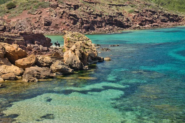 Menorca Balearic Islands April 2022 Paisaje Marino Con Aguas Turquesa —  Fotos de Stock