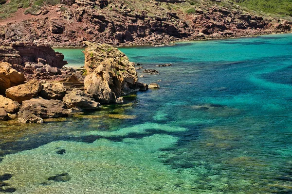 Cala Pregonda Slunečného Dne Tato Zátoka Součástí Trasy Cami Cavalls — Stock fotografie