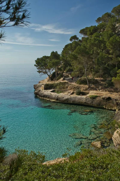 Vista Panorâmica Cala Mitjana Ilha Menorca Ilhas Baleares Espanha Paisagem — Fotografia de Stock