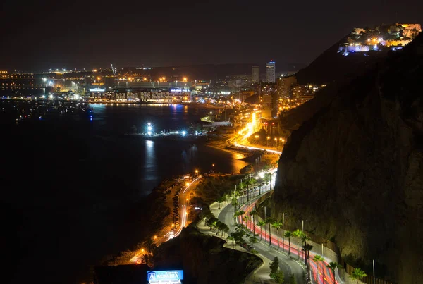 Alicante Spain June 2022 Views Alicante City Night Large Curved — Stockfoto