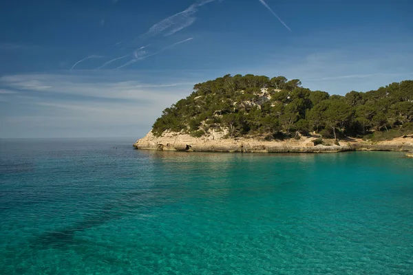 Cala Mitjana Menorca Balearic Islands Spain Beautiful Wild Cove Turquoise — Zdjęcie stockowe