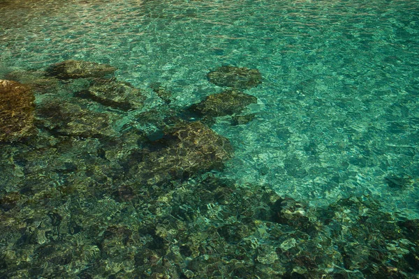 Cala Mitjana Menorca Baleares España Hermosa Cala Salvaje Con Aguas — Foto de Stock