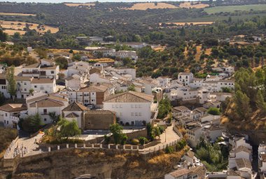 SETENIL DE LAS BODEGAS, CADIZ, SPAIN, SEPTEMBER, 5, 2022: Views of the village of Setenil in Andalucia,Spain,famous for being one of the most beautiful villages in Spain and for its famous cave houses