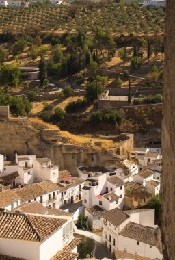 SETENIL DE LAS BODEGAS, CADIZ, SPAIN, SEPTEMBER, 5, 2022: Views of the village of Setenil in Andalucia,Spain,famous for being one of the most beautiful villages in Spain and for its famous cave houses