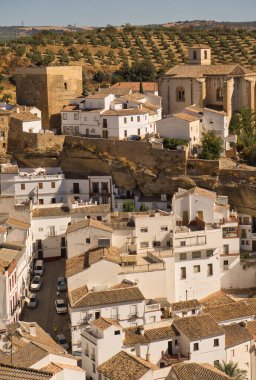 SETENIL DE LAS BODEGAS, CADIZ, SPAIN, SEPTEMBER, 5, 2022: Views of the village of Setenil in Andalucia,Spain,famous for being one of the most beautiful villages in Spain and for its famous cave houses