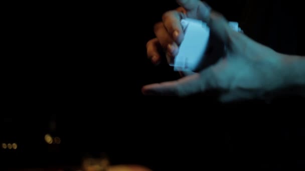 Footage Croupier Shuffling Cards Hands — Stok video