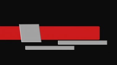 Red black and grey colored lower third on-off animation in 4K black background 60fps RGBA.