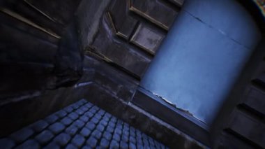 Cinematic dolly shot of gothic medieval architecture with some mist, 4K 60FPS.