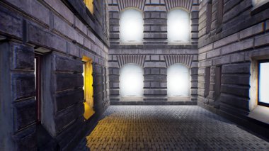 Güneş ışığıyla yapılan sinematik bina görüntüsü.