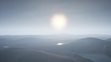 Çorak bölge dağları hava görüntüsü 4K 3D bilgisayar simülasyonu.