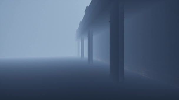 Antico Palazzo Architettura Medievale Looby Con Nebbia Fumo Simulazione 60Fps — Video Stock