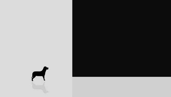 在白色背景上的狗的轮廓全景 复制空间 孤独的概念 — 图库照片