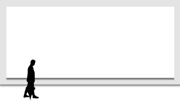 Ευρεία Γωνία Λήψης Ενός Αγνώριστου Άνδρα Μια Ομπρέλα Που Απομακρύνεται — Φωτογραφία Αρχείου