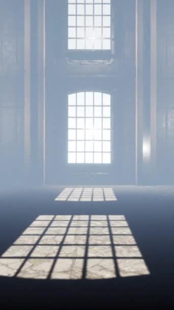 Кінематичний Знімок Старої Архітектурної Будівлі Сонячним Світлом Йде Від Вікна — стокове відео