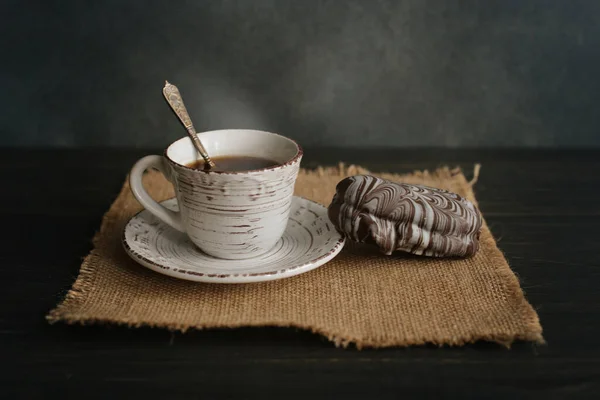 Kaffee Und Kuchen Appetitlich Und Köstlich Kaffeethema — Stockfoto