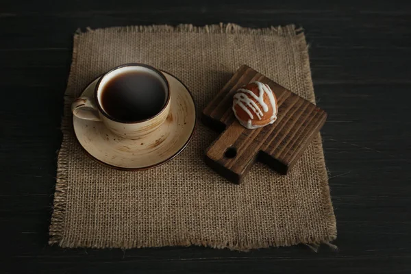 Café Galletas Dulces Apetitosos Deliciosos Tema Café Hay Una Tabla —  Fotos de Stock