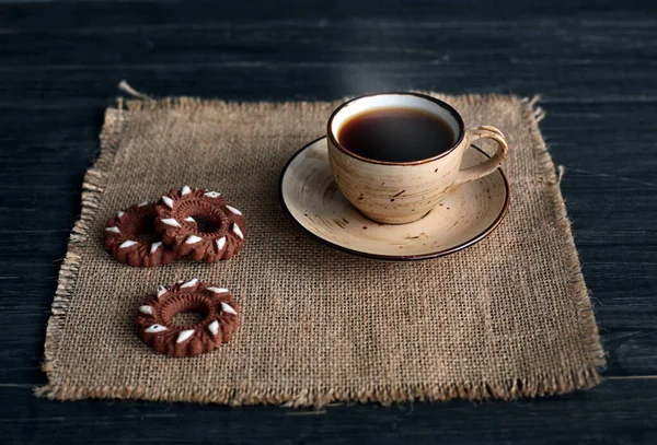 Kaffee Und Kekse Appetitlich Und Köstlich Kaffee Thema Liegt Ein — Stockfoto