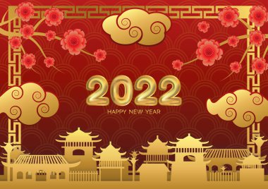 Çin 'in yeni yıl sanat vektörü arka planı 