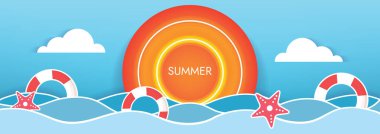 Yaz günbatımı plaj objeleri