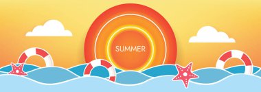 Yaz günbatımı plaj objeleri