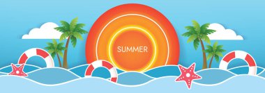 Yaz günbatımı plaj objeleri