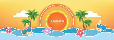 Yaz günbatımı plaj objeleri