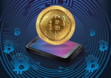 Şifreleme para bitcoin arkaplan sanat vektörü