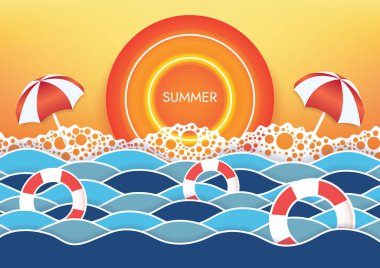 Yaz günbatımı plaj objeleri