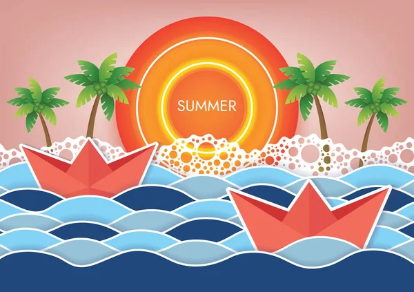 Καλοκαίρι Ηλιοβασίλεμα Παραλία Φόντο Αντικείμενα Παραλία — Διανυσματικό Αρχείο