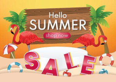 özel yaz indirimi podyum vektörü