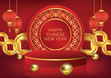 Ürününüzü göstermek için Çin 'in yeni yıl sanat vektörü arka plan ürünü görüntüsü