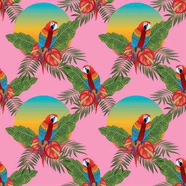 Tropikal yaban hayatı kusursuz desen tasarımı 