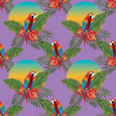 Tropikal yaban hayatı kusursuz desen tasarımı 