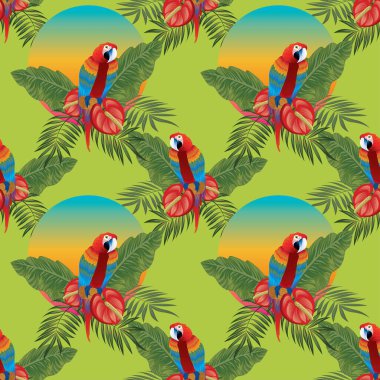 Tropikal yaban hayatı kusursuz desen tasarımı 