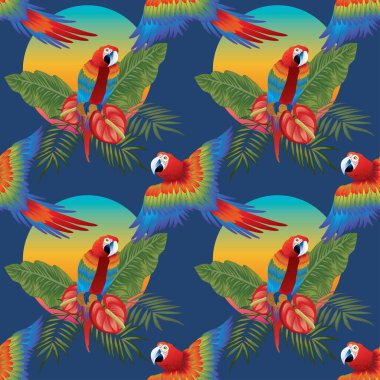 Tropikal yaban hayatı kusursuz desen tasarımı 