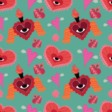 Kutsal kalp pürüzsüz desen vektörü