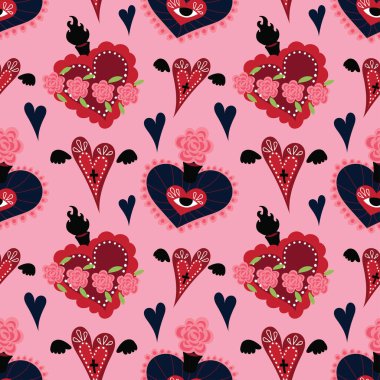 Kutsal kalp pürüzsüz desen vektörü